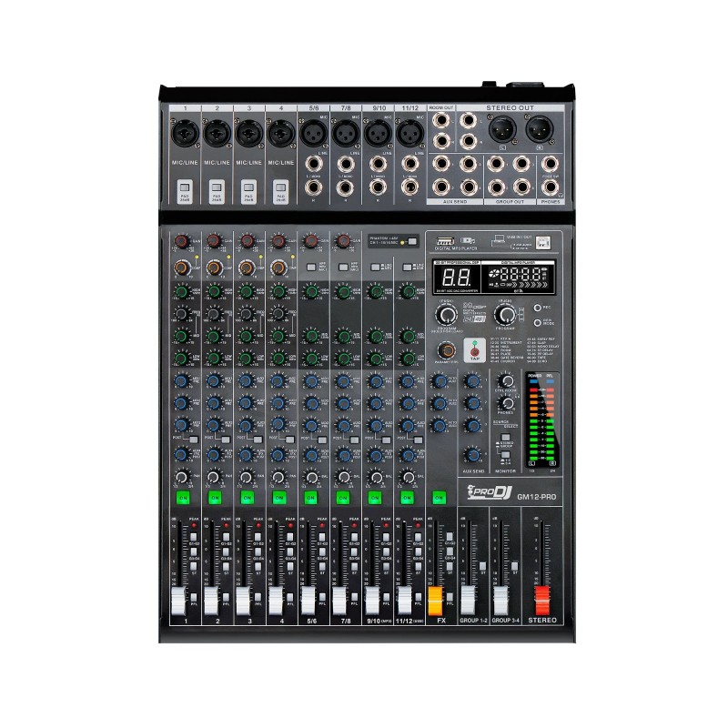 Consola Analogica PRO DJ GM12-PRO 12 Canales USB Bluetooth