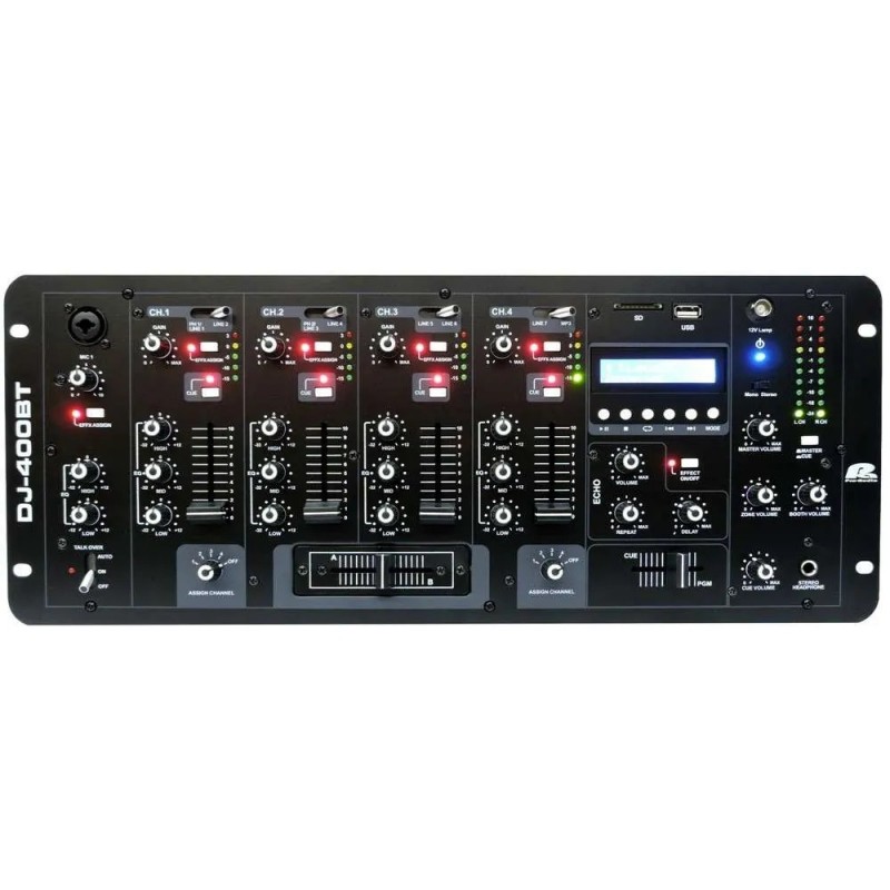 Mixer 4 Canales con Bluetooth DJ-400BT Pa Pro Audio USB / SD